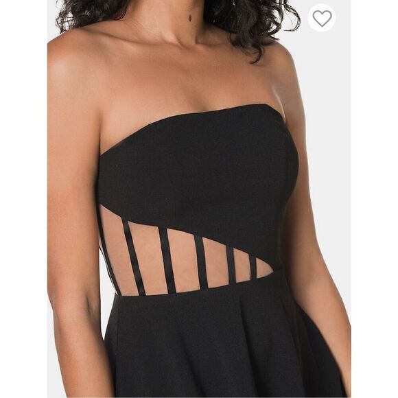 Dress The Population Black Label Anneli Illusion-Waist Strapless Midi Dress NWT - Picture 4 of 8